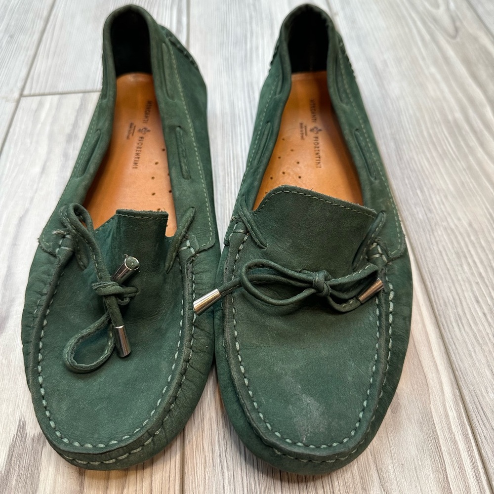 Forest Green leather loafers